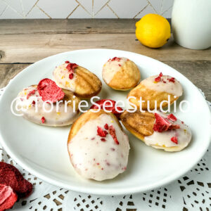 Lemon Strawberry Frosted Madeleines Wood