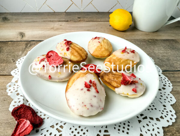 Lemon Strawberry Frosted Madeleines Wood