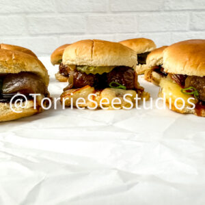 Baby shower Meatball Sliders on White
