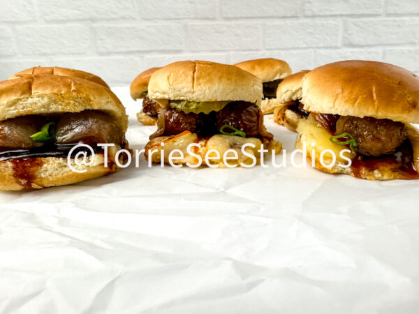 Baby shower Meatball Sliders on White