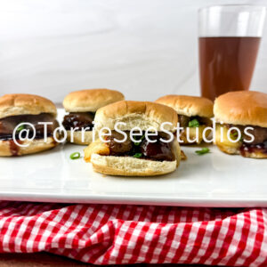 Baby shower Meatball Sliders on Wood