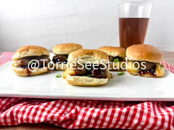Baby shower Meatball Sliders on Wood
