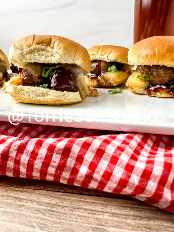 Baby shower Meatball Sliders on Wood - Image 4
