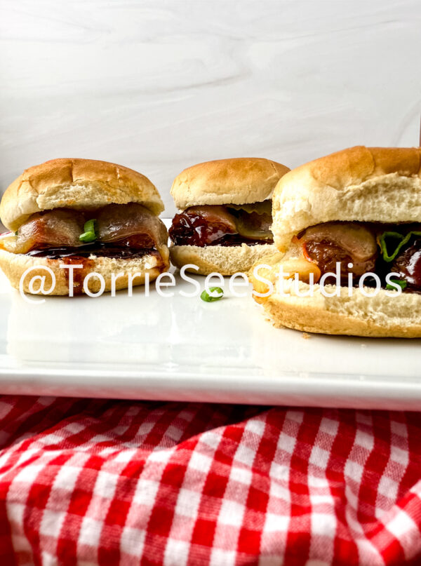 Baby shower Meatball Sliders on Wood - Image 3