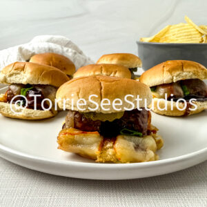 Baby shower Meatball Sliders on Linen