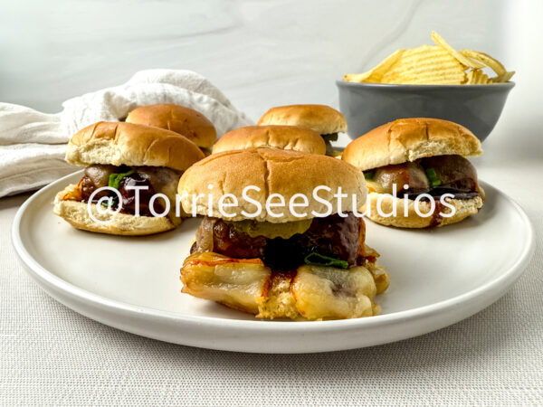 Baby shower Meatball Sliders on Linen