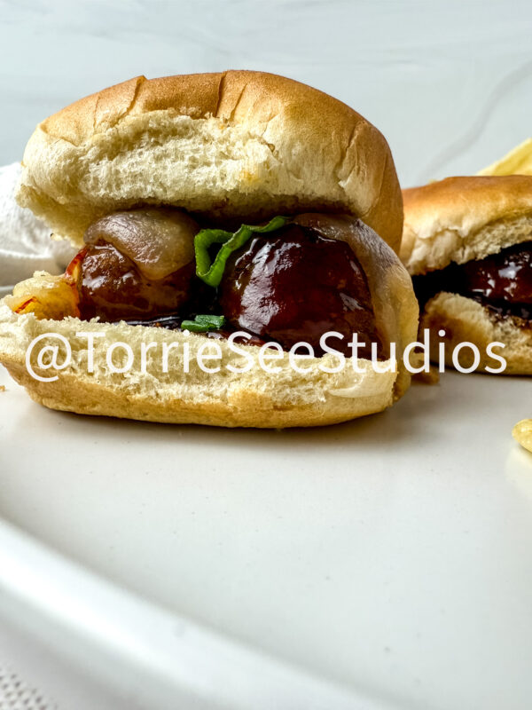 Baby shower Meatball Sliders on Linen - Image 5
