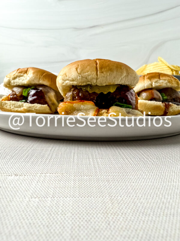 Baby shower Meatball Sliders on Linen - Image 3