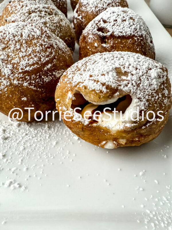 Deep Fried Stuffed Marshmallows on Wood - Image 2