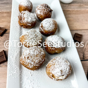 Deep Fried Stuffed Marshmallows on Wood