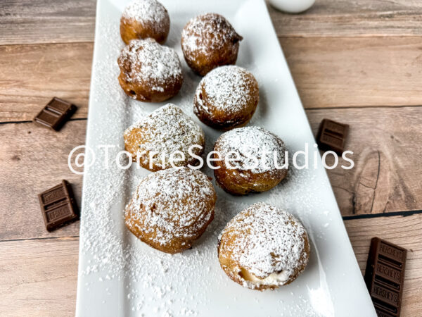 Deep Fried Stuffed Marshmallows on Wood