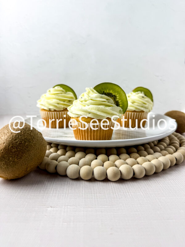 Almond Kiwi Cupcakes on Linen - Image 8