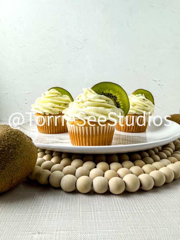 Almond Kiwi Cupcakes on Linen - Image 7