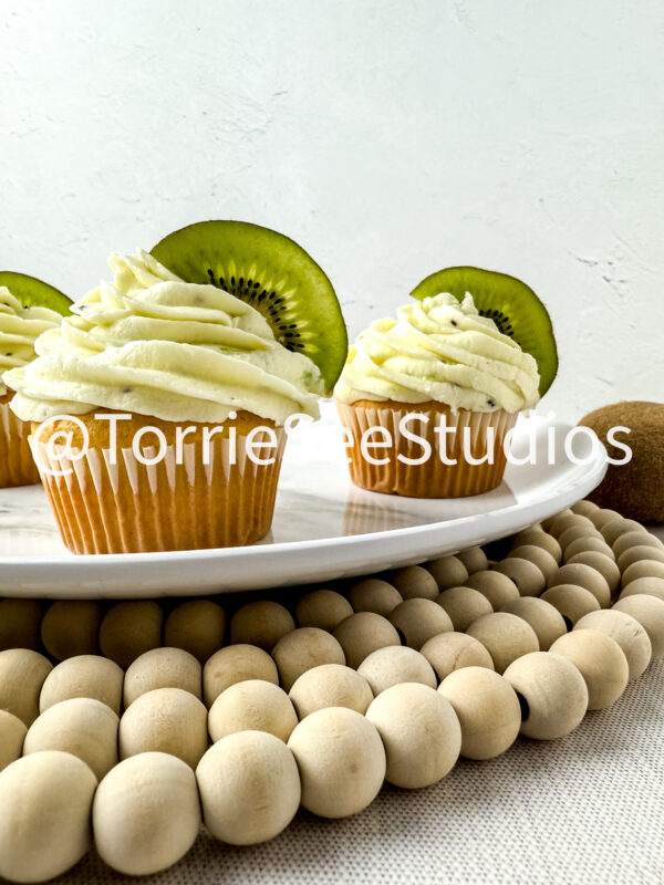 Almond Kiwi Cupcakes on Linen - Image 6