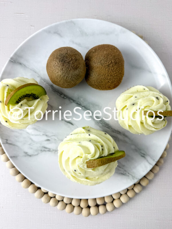 Almond Kiwi Cupcakes on Linen - Image 5