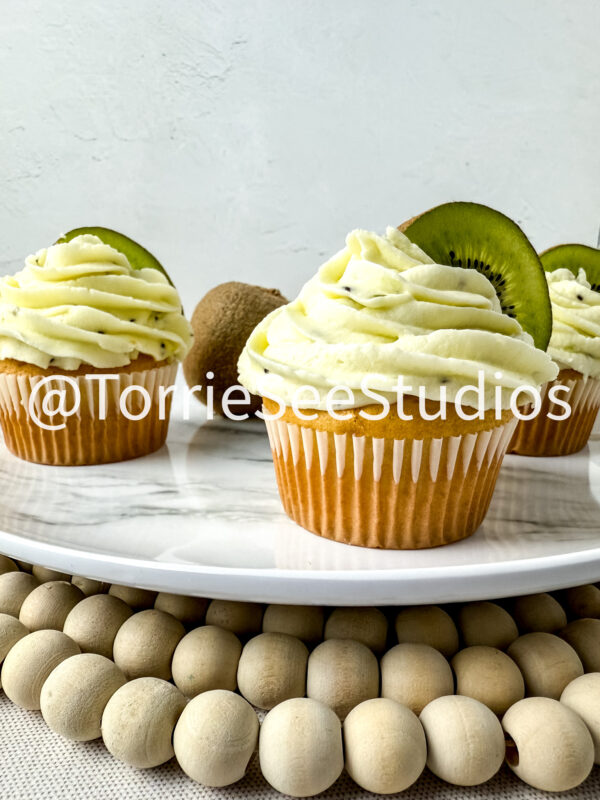 Almond Kiwi Cupcakes on Linen - Image 4