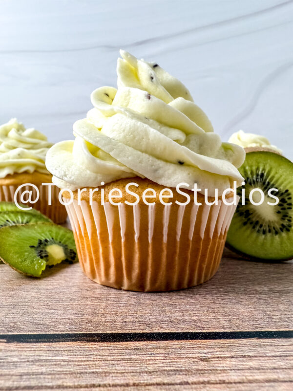 Almond Kiwi Cupcakes on Wood - Image 8