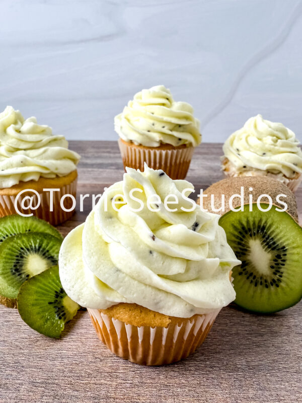 Almond Kiwi Cupcakes on Wood - Image 7