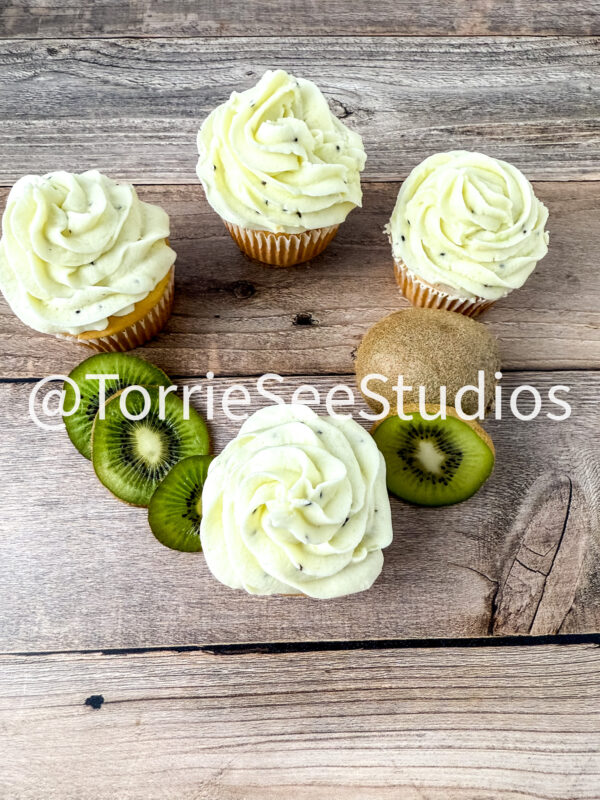 Almond Kiwi Cupcakes on Wood - Image 6