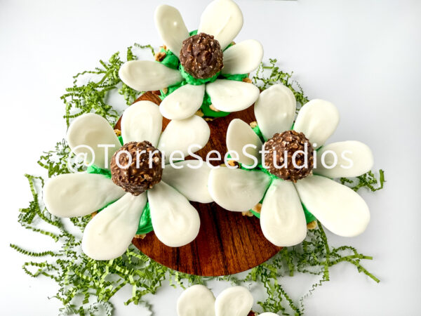 Rocher Flower Cupcakes on White