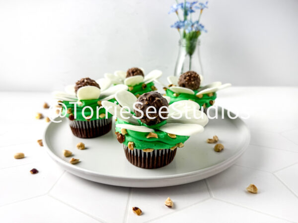 Rocher Flower Cupcakes on Rhombus Tile