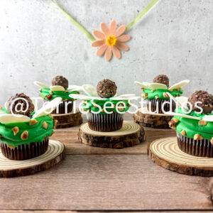 Rocher Flower Cupcakes on Wood