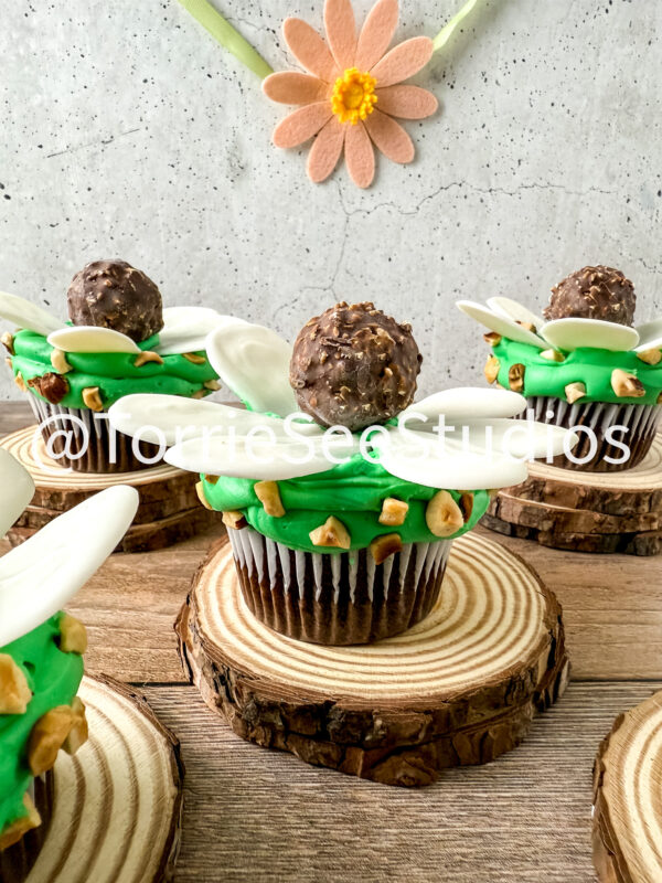 Rocher Flower Cupcakes on Wood - Image 8