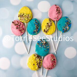 Robin Easter Egg Malted Flavor Cookie Pops on Blue Lights