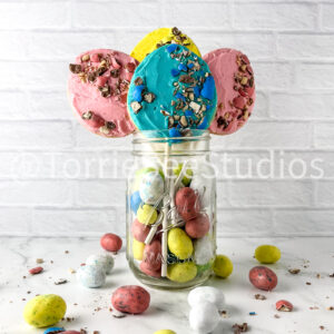 Robin Easter Egg Malted Flavor Cookie Pops on Marble