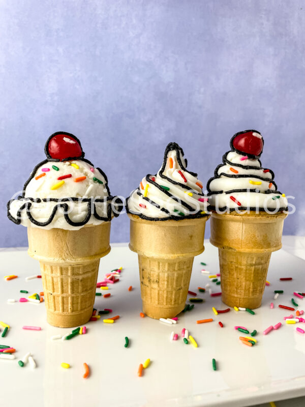 Comic Trend Ice Cream Cone Cupcakes Tutorial No Fondant on French Lavender - Image 11