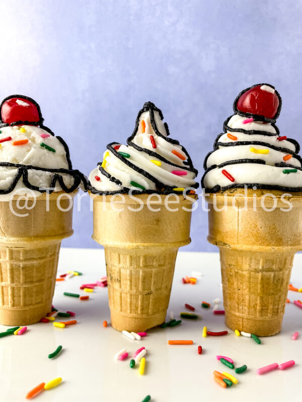 Comic Trend Ice Cream Cone Cupcakes Tutorial No Fondant on French Lavender - Image 10