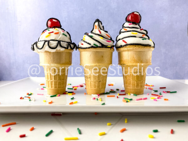 Comic Trend Ice Cream Cone Cupcakes Tutorial No Fondant on French Lavender - Image 8