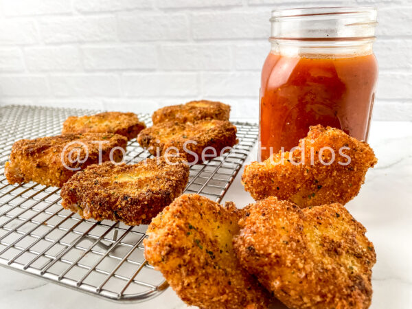 Fried Mozzarella Chicks on Marble