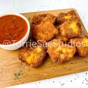 Fried Mozzarella Chicks on Rhombus Tile