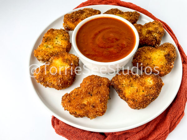 Fried Mozzarella Chicks on White