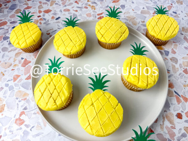 Pineapple Shape Cupcakes on Sunsoaked Terrazzo