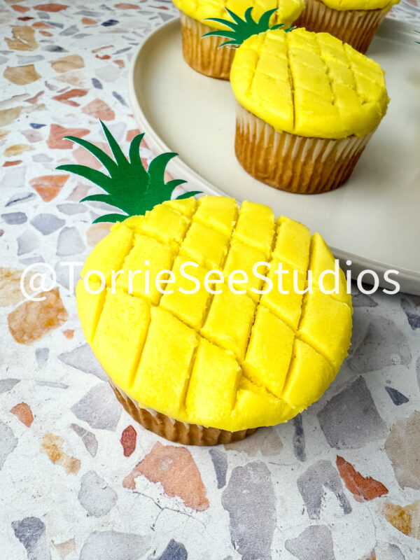 Pineapple Shape Cupcakes on Sunsoaked Terrazzo - Image 3