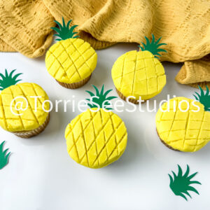 Pineapple Shape Cupcakes on White