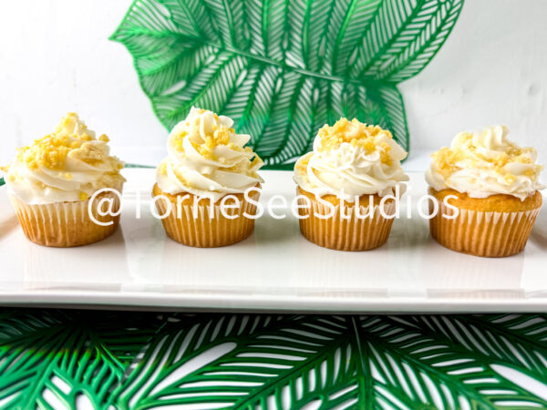 Pineapple Crunch Cupcakes on White