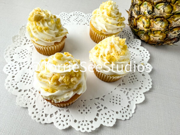 Pineapple Crunch Cupcakes on Linen  (Discounted due to Crown Browning)