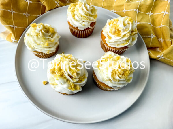 Pineapple Crunch Cupcakes on Sandstone