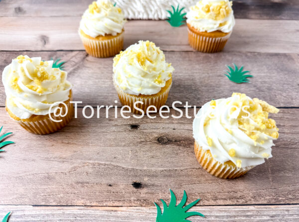 Pineapple Crunch Cupcakes on Wood - Image 9
