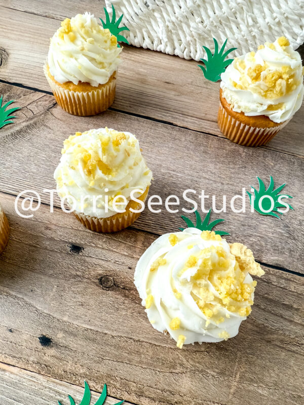 Pineapple Crunch Cupcakes on Wood - Image 5