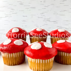 Mushroom Cupcakes Tutorial on White Birch