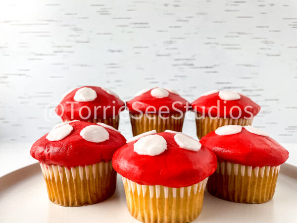 Mushroom Cupcakes Tutorial on White Birch