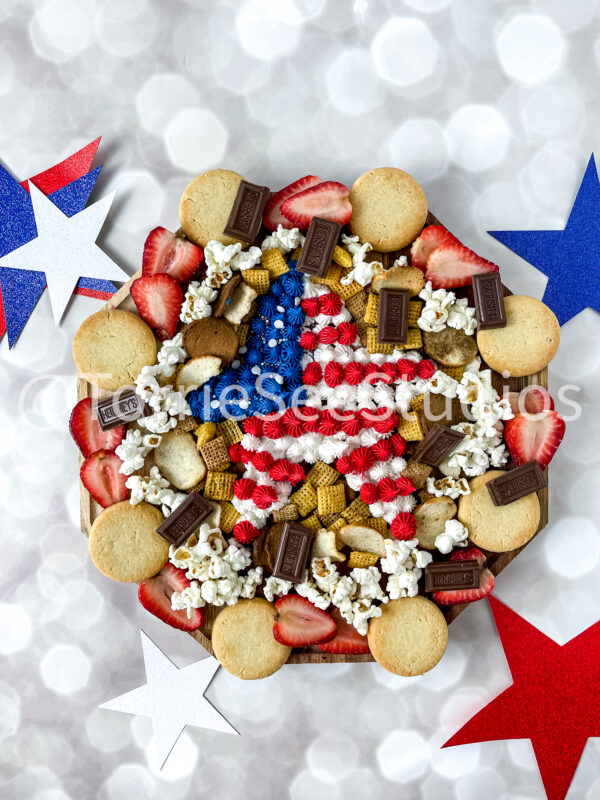 Star Red White and Blue Buttercream Board on Champagne Lights - Image 11