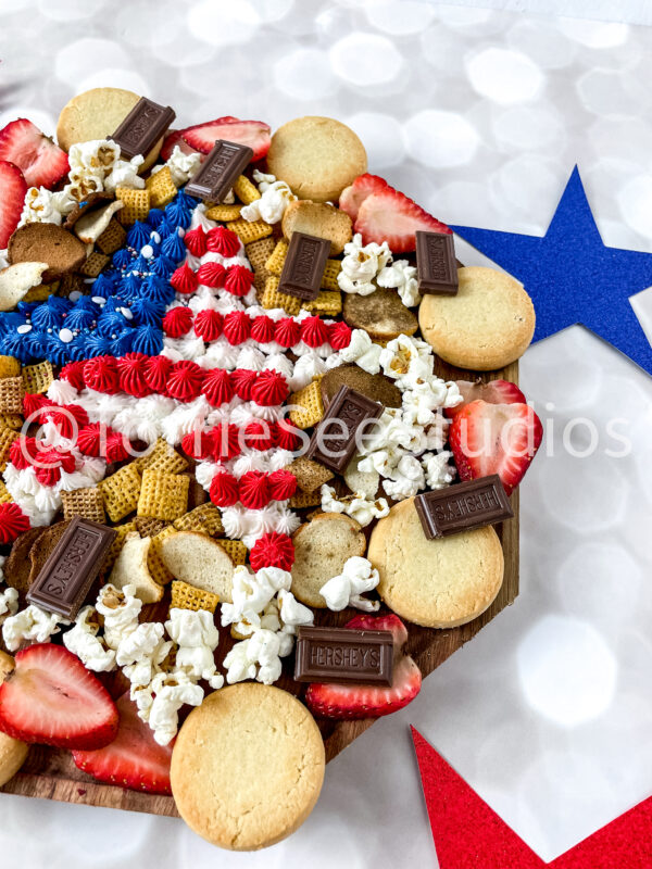 Star Red White and Blue Buttercream Board on Champagne Lights - Image 2