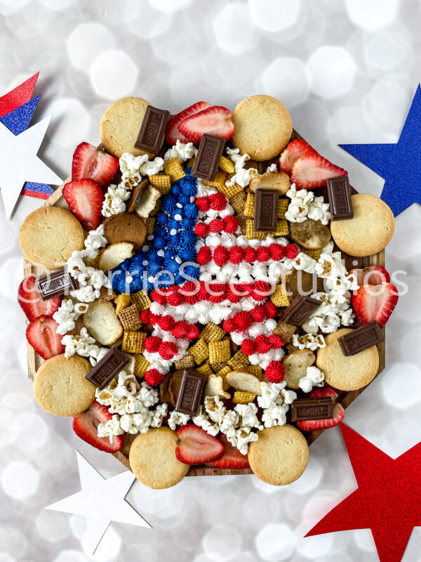 Star Red White and Blue Buttercream Board on Champagne Lights - Image 10