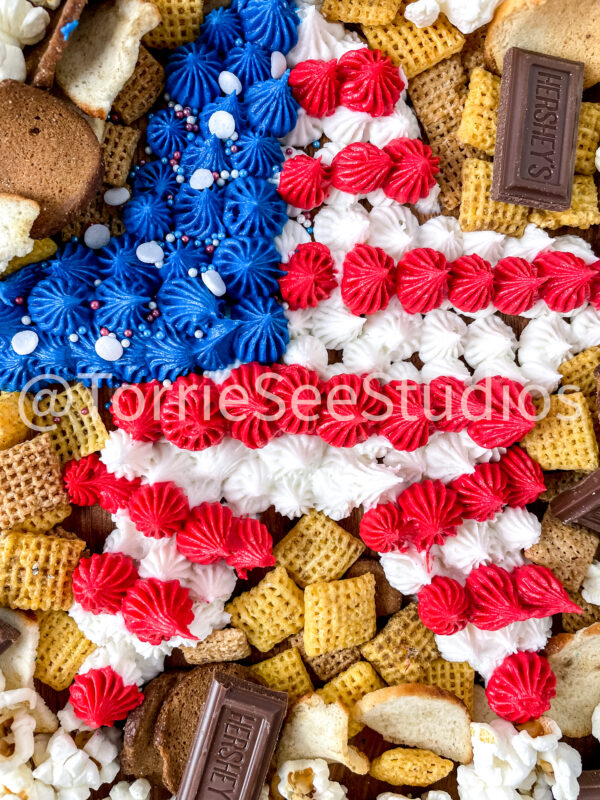 Star Red White and Blue Buttercream Board on Champagne Lights - Image 9