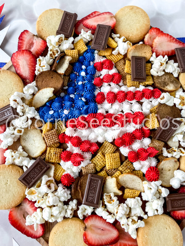 Star Red White and Blue Buttercream Board on Champagne Lights - Image 7